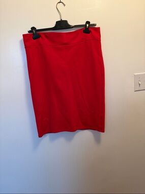 Women's Red High-Waist Pencil Skirt